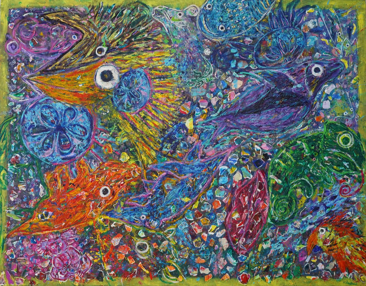 地球でかくれんぼ — painting by Konatsu Ishijima